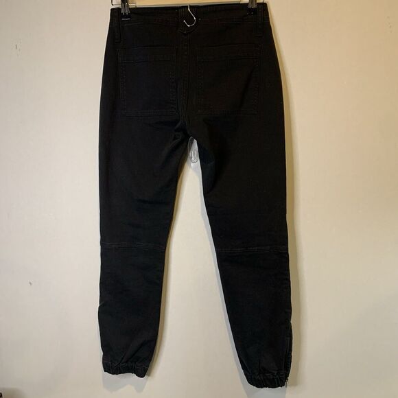 Frame Size 23 Moto Zip Crop Pants Washed Black - Picture 5 of 11